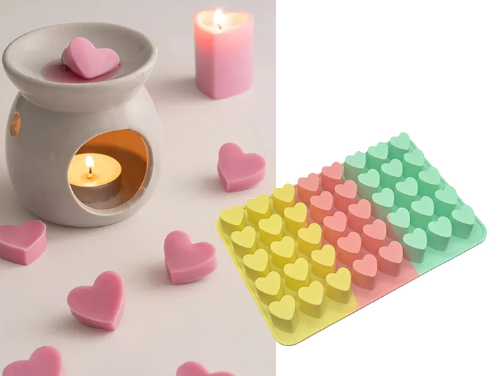 Molde silicona 40 corazones grandes tricolor